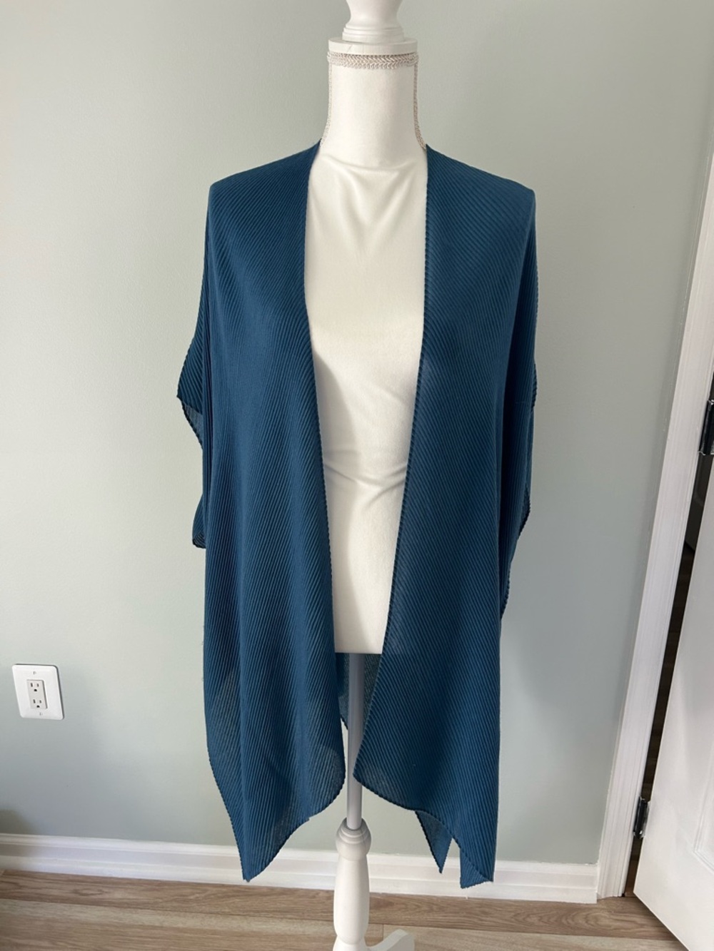 Open-Front Teal Ribbed Poncho - Women Sweaters Shrugs & Ponchos